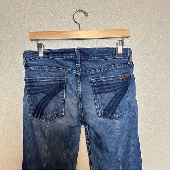 7 For All Mankind Women’s Medium Wash Low Rise Wide Leg Jeans Size 27” - Picture 6 of 9